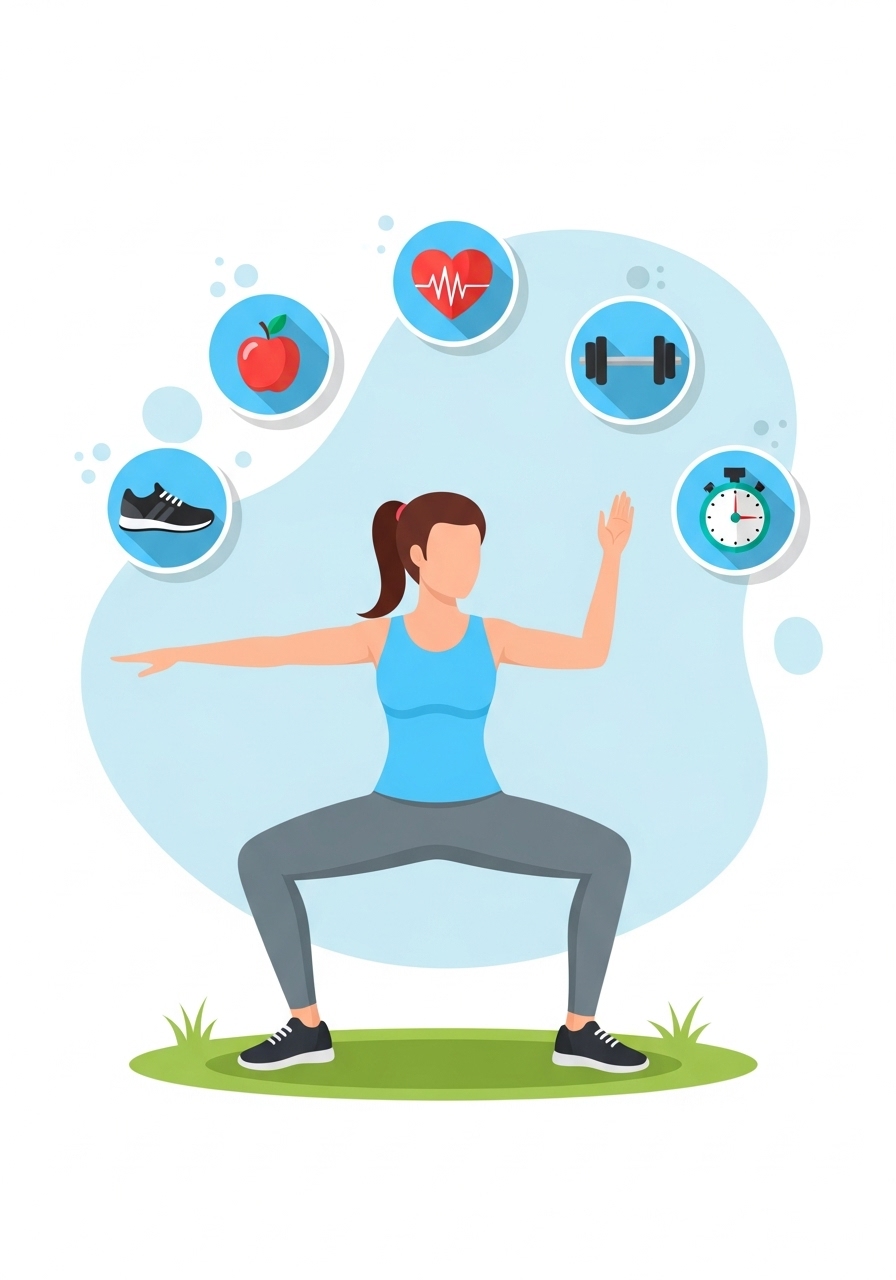 Rotina com atividade física regular e escolha de alimentos saudáveis